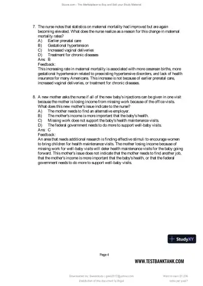 Test Bank for Maternal and Child Health Nursing: Care of the Childbearing and Childrearing Family, 9th North American Edition (Chapters 1-56) - Page 6 preview image