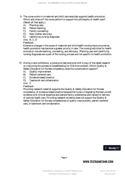Test Bank for Maternal and Child Health Nursing: Care of the Childbearing and Childrearing Family, 9th North American Edition (Chapters 1-56) - Page 7 preview image