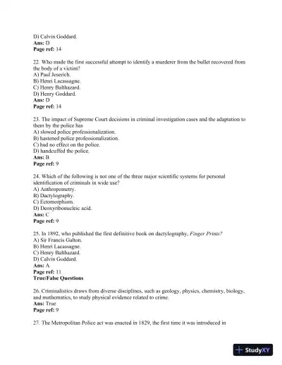Criminal Investigation 11th Edition Test Bank - Page 6 preview image