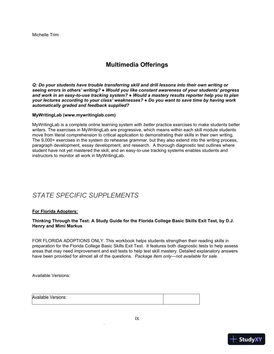 IDEAS & Aims For College Writing, MLA Update Solution Manual, page 9