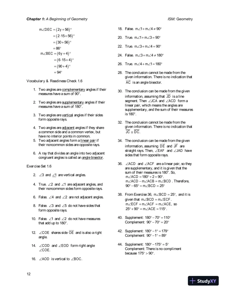 Solution Manual for Geometry, 1st Edition, page 16