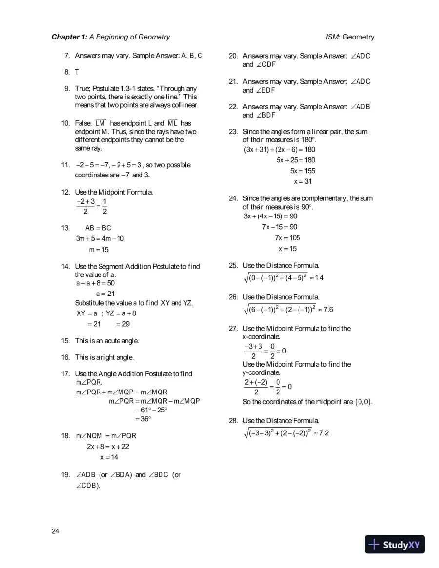Solution Manual for Geometry, 1st Edition, page 28