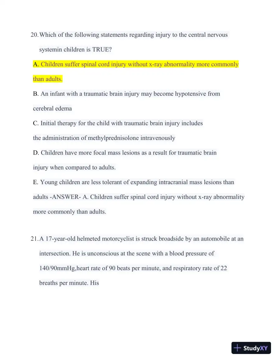 2023-2024 ATLS Pre Test Practice Exam with Answers (350 Solved Questions), page 15
