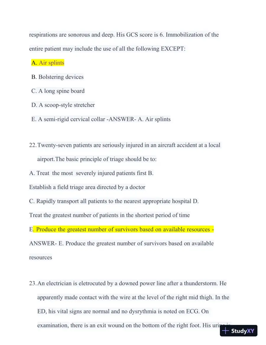 2023-2024 ATLS Pre Test Practice Exam with Answers (350 Solved Questions), page 16