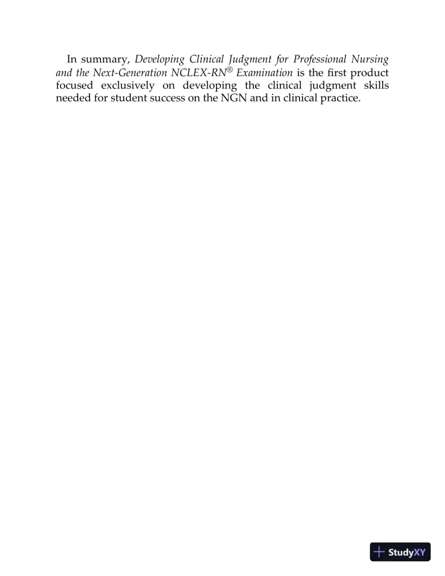 Developing Clinical Judgment for Professional Nursing and the Next-Generation NCLEX-RN® Examination (2020), page 23