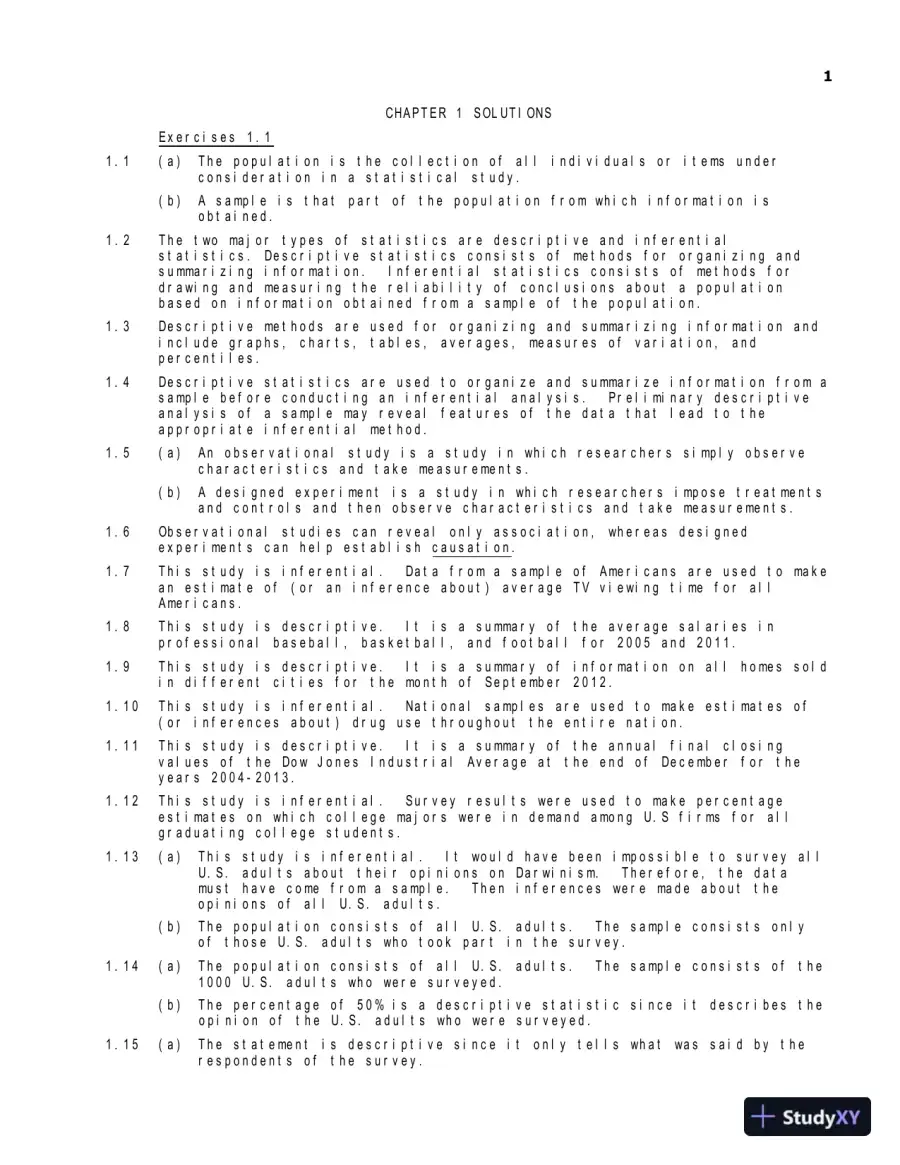 Solution Manual for Introductory Statistics, 10th Edition, page 4