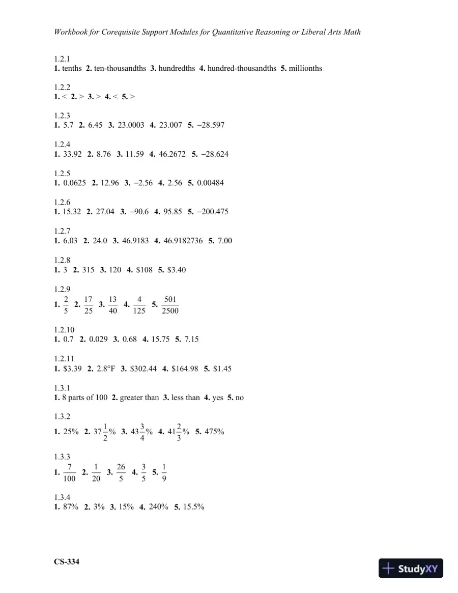 Solution Manual for Corequisite Support Modules for Quantitative Reasoning or Liberal Arts Math, page 3