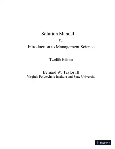 Solution Manual For Introduction To Management Science, 12th Edition - Page 1 preview image