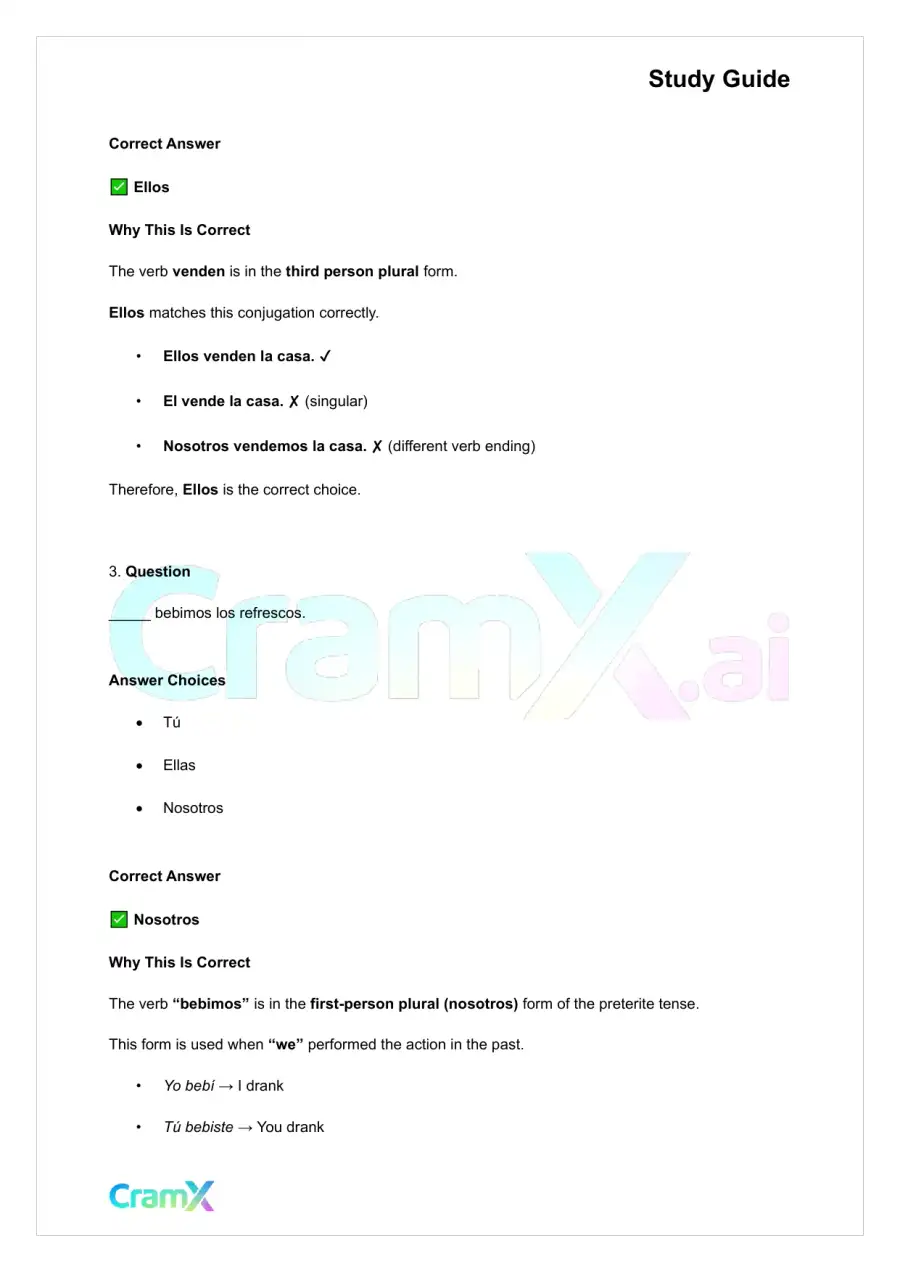 Spanish I - Basic Sentence Structure, page 2