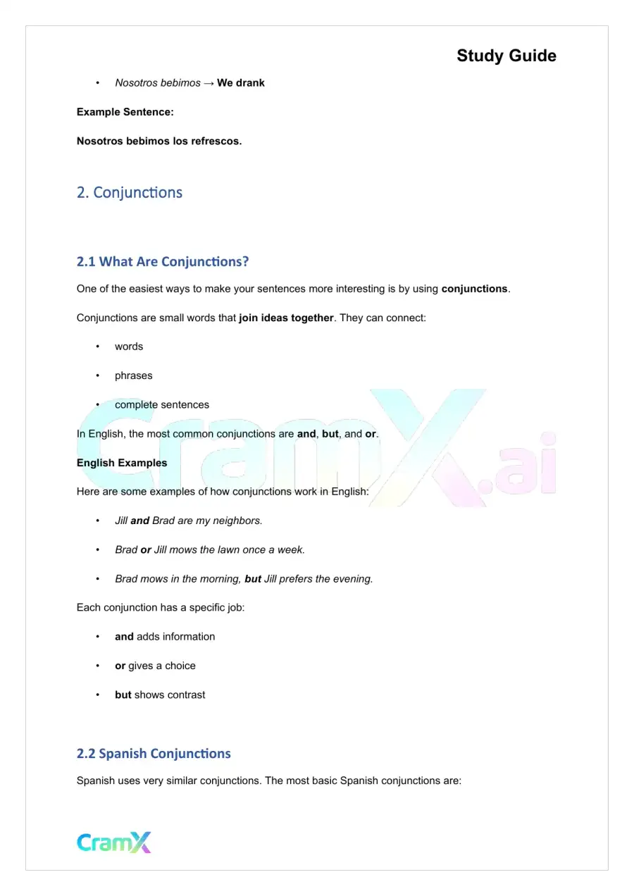 Spanish I - Basic Sentence Structure, page 3