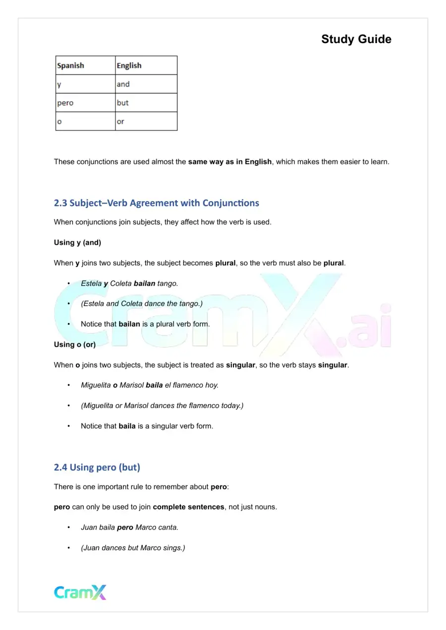 Spanish I - Basic Sentence Structure, page 4