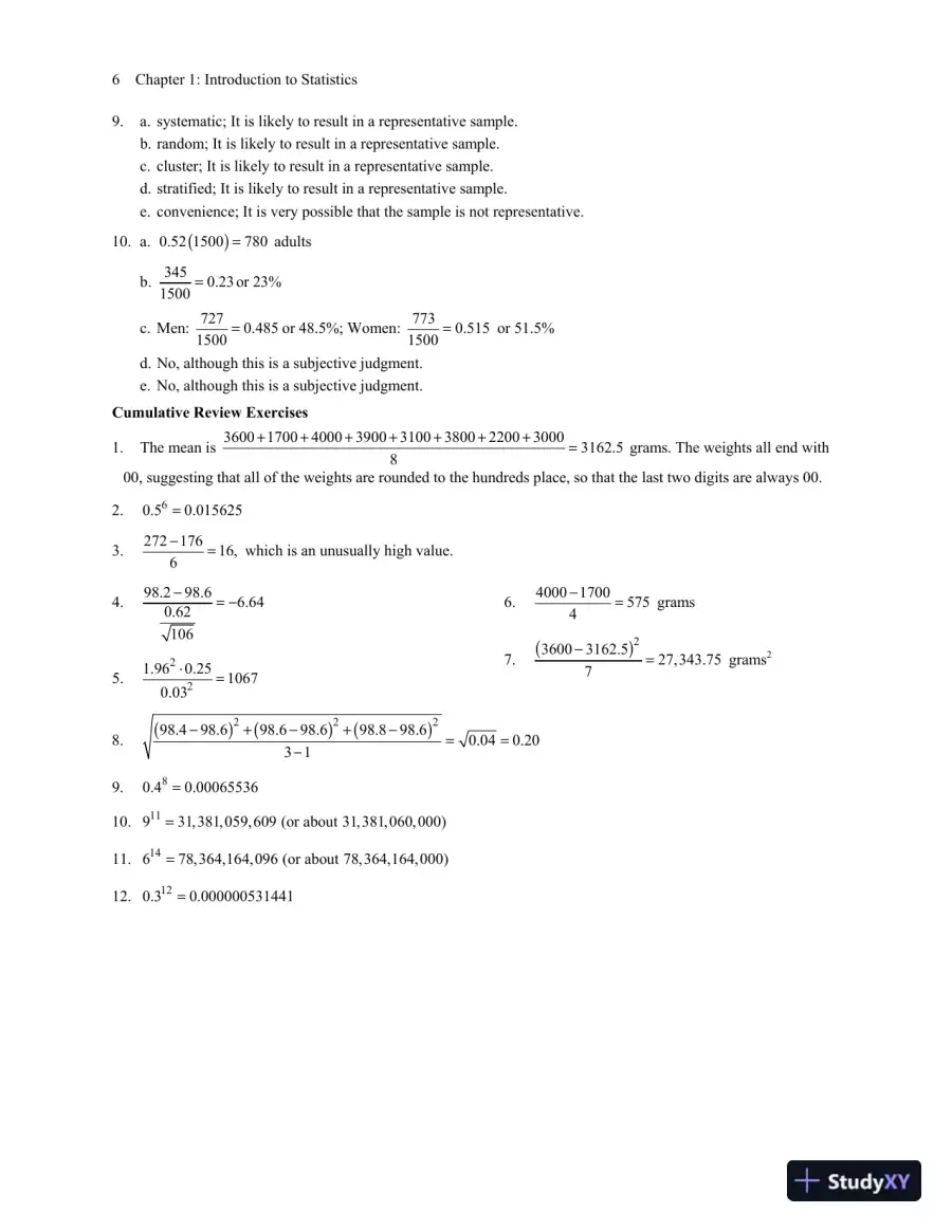 Solution Manual for Biostatistics for the Biological and Health Sciences, 2nd Edition, page 11