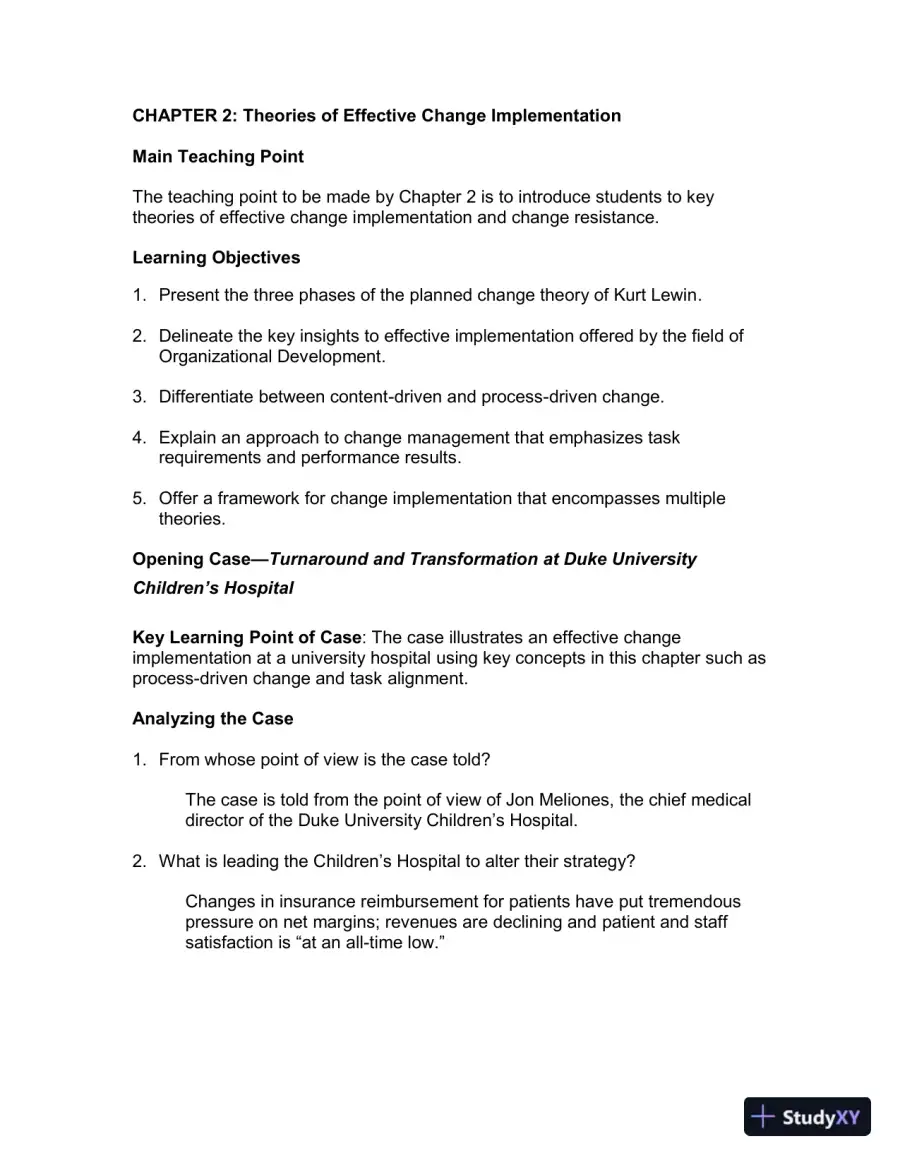 Solution Manual for Implementing Organizational Change: Theory Into Practice, 3rd Edition, page 16