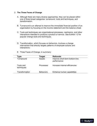 Solution Manual for Implementing Organizational Change: Theory Into Practice, 3rd Edition - Page 5 preview image