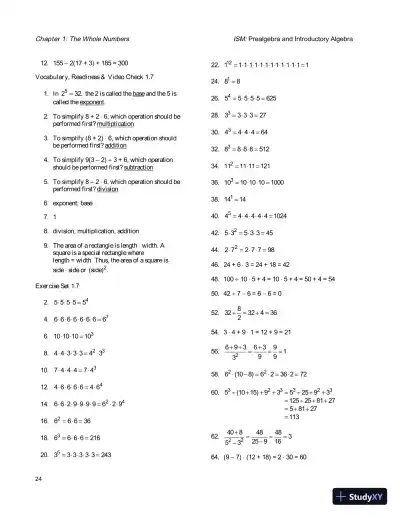 Solution Manual for Prealgebra and Introductory Algebra, 5th Edition - Page 27 preview image