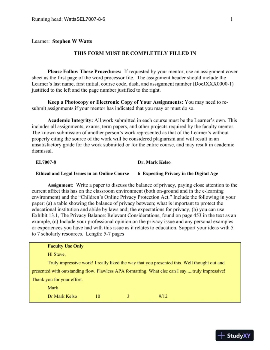 WattsSEL7007-8-6 Northcentral University Assignment Cover Sheet, page 3