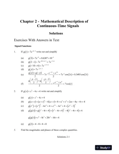 Solution Manual for Signals and Systems, 3rd Edition - Page 1 preview image