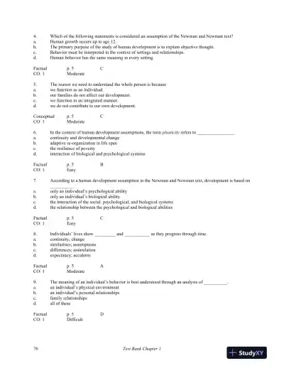 Development Through Life: A Psychosocial Approach 11th Edition Test Bank - Page 3 preview image