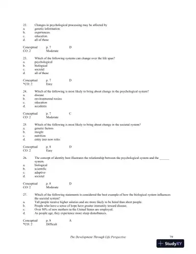 Development Through Life: A Psychosocial Approach 11th Edition Test Bank - Page 6 preview image