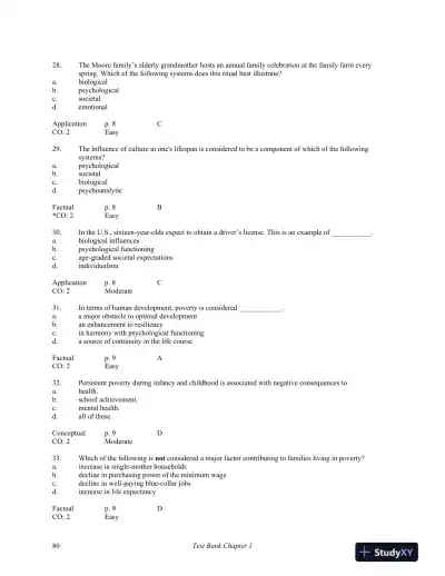 Development Through Life: A Psychosocial Approach 11th Edition Test Bank - Page 7 preview image