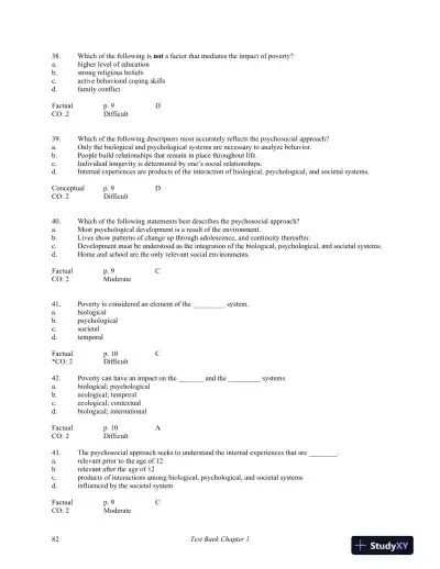 Development Through Life: A Psychosocial Approach 11th Edition Test Bank - Page 9 preview image