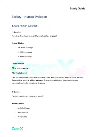 Biology - Human Evolution - Page 1 preview image