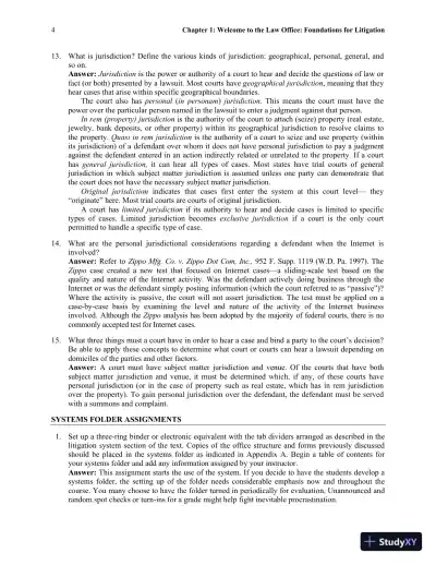 Solution Manual For The Litigation Paralegal: A Systems Approach, 6th Edition - Page 11 preview image