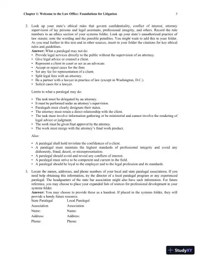 Solution Manual For The Litigation Paralegal: A Systems Approach, 6th Edition - Page 12 preview image