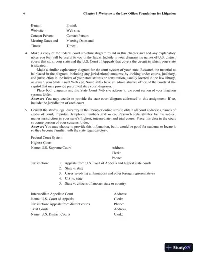 Solution Manual For The Litigation Paralegal: A Systems Approach, 6th Edition - Page 13 preview image