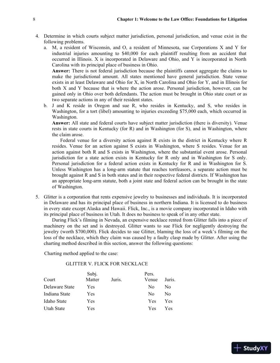 Solution Manual For The Litigation Paralegal: A Systems Approach, 6th Edition, page 15