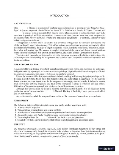 Solution Manual For The Litigation Paralegal: A Systems Approach, 6th Edition - Page 4 preview image