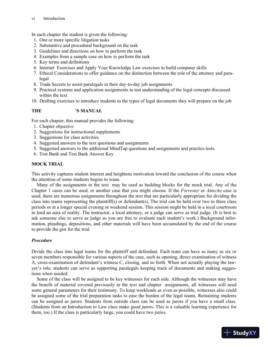 Solution Manual For The Litigation Paralegal: A Systems Approach, 6th Edition, page 5