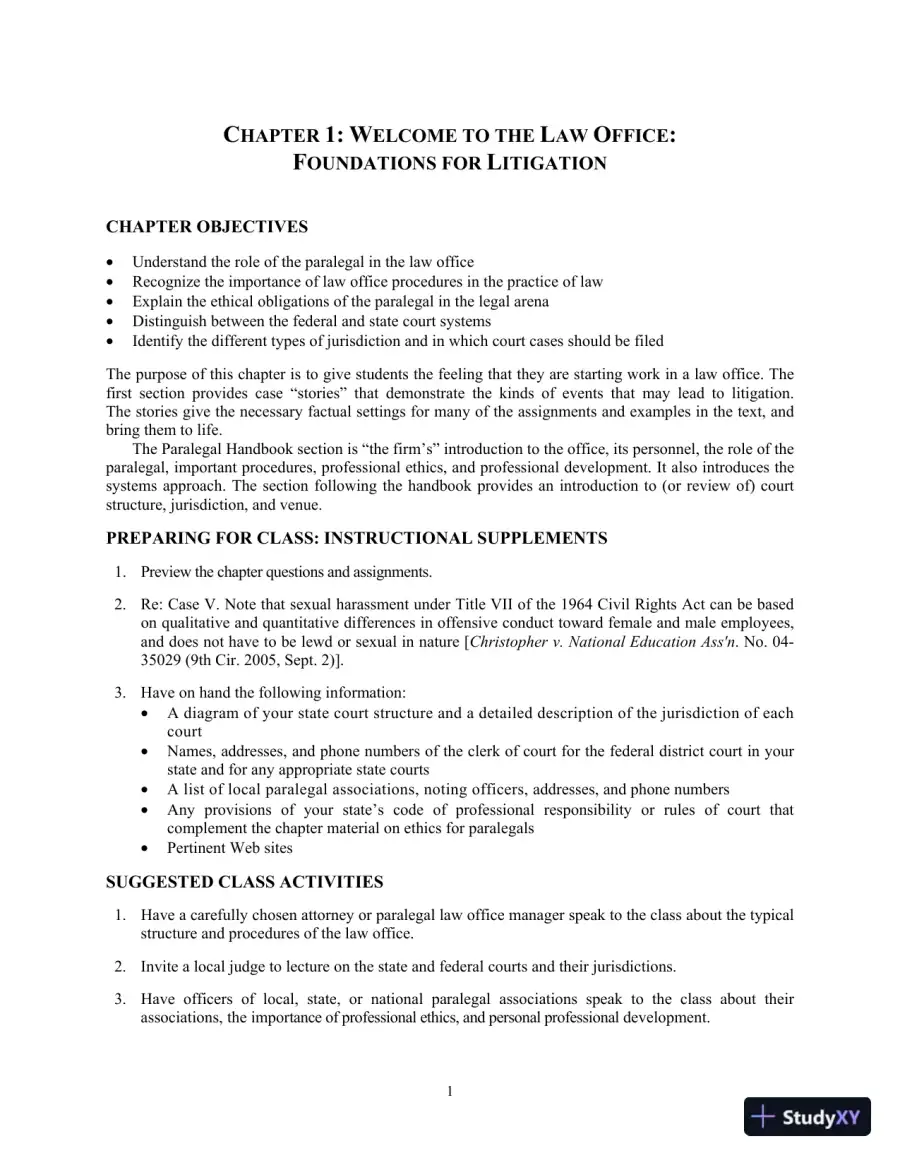 Solution Manual For The Litigation Paralegal: A Systems Approach, 6th Edition, page 8