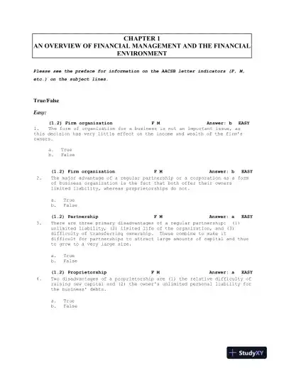 Financial Management: Theory And Practice, 2nd Edition Test Bank - Page 1 preview image