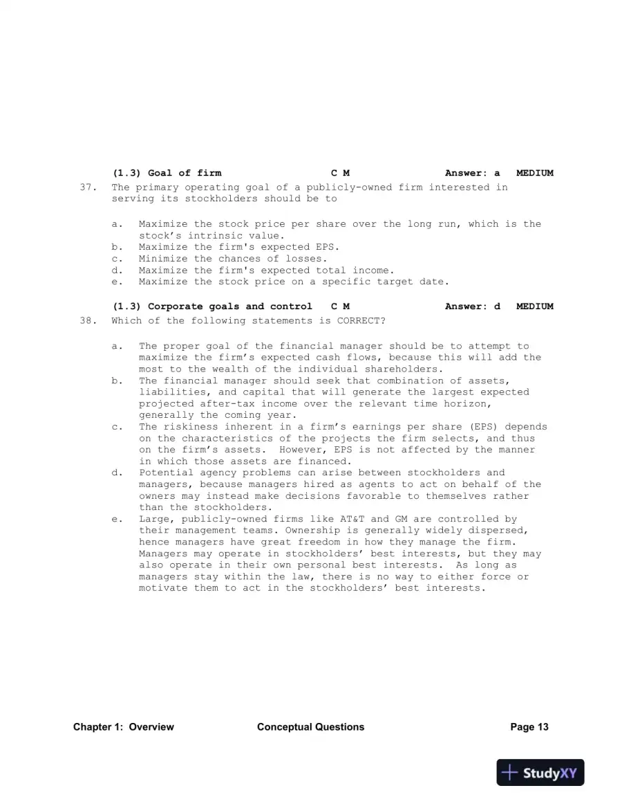 Financial Management: Theory And Practice, 2nd Edition Test Bank, page 14