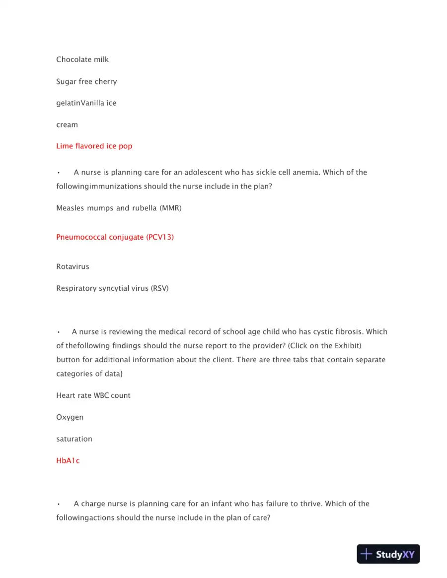 2019 NURS Nursing Care of Children Proctored Exam With Answers (69 Solved Questions), page 4