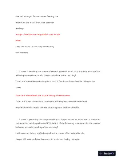 2019 NURS Nursing Care of Children Proctored Exam With Answers (69 Solved Questions) - Page 5 preview image