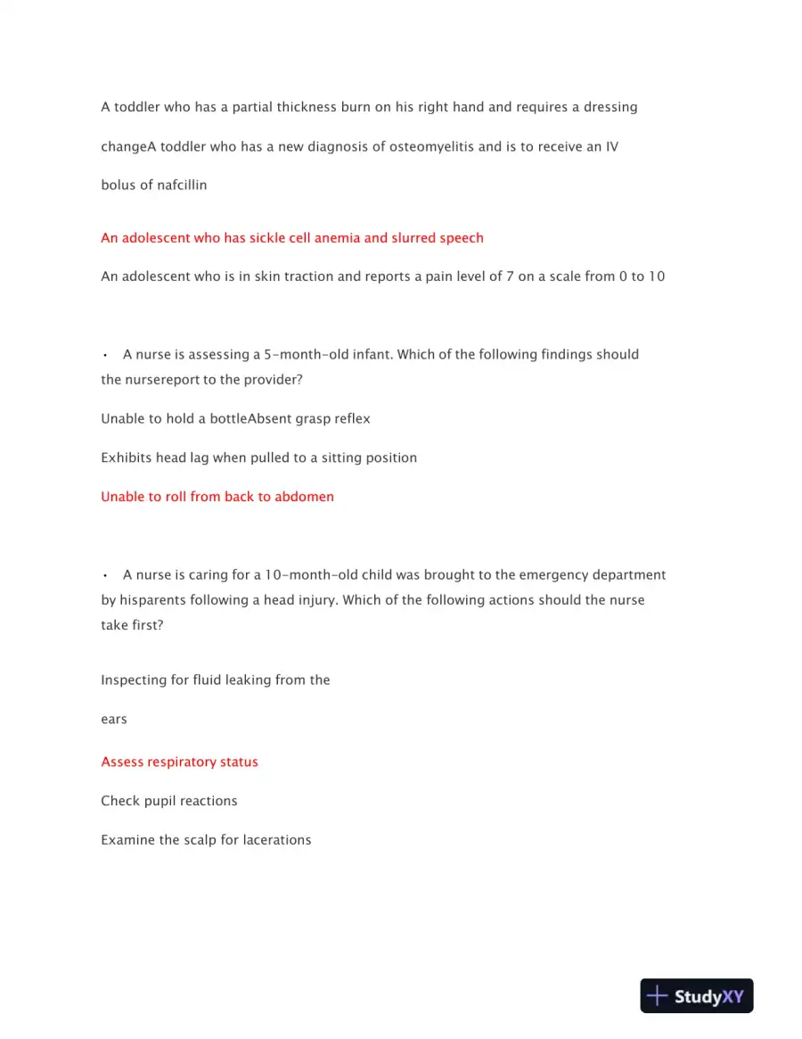 2019 NURS Nursing Care of Children Proctored Exam With Answers (69 Solved Questions), page 7