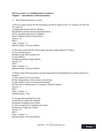 Macroeconomics 9th Edition Test Bank - Page 1 preview image