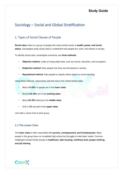 Sociology - Social and Global Stratification - Page 1 preview image