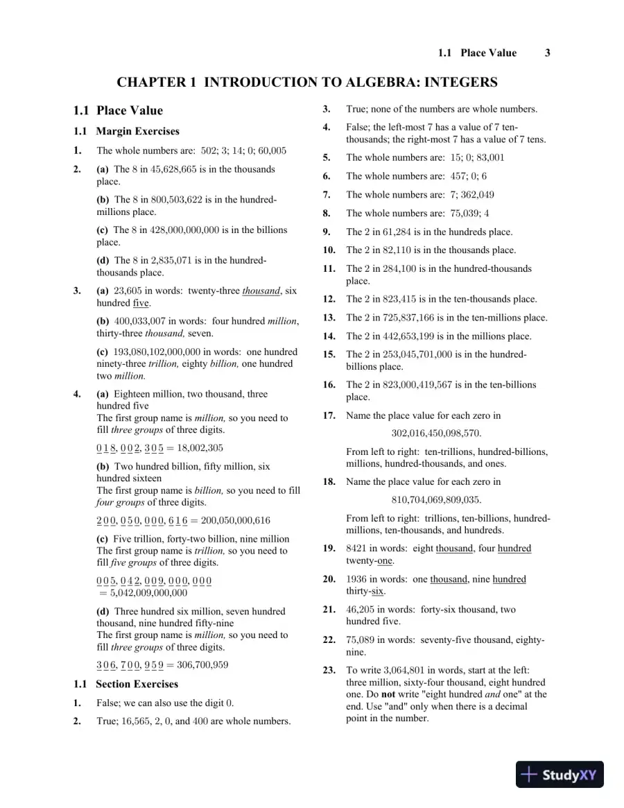 Solution Manual for Prealgebra, 6th Edition, page 9