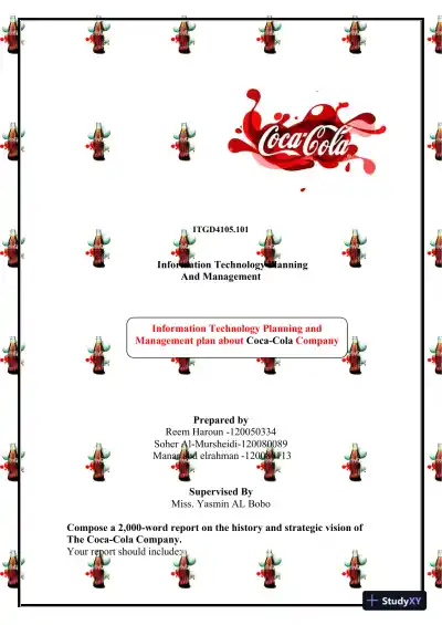 ITGD4105.101 : Information Technology Planning and Management plan about Coca-Cola Company - Page 1 preview image