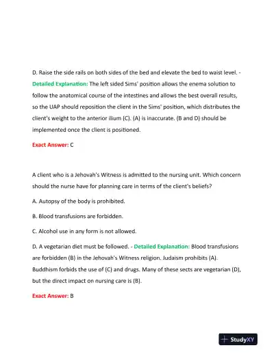 HESI Fundamentals Practice Exam With Answers (73 Solved Questions) - Page 12 preview image