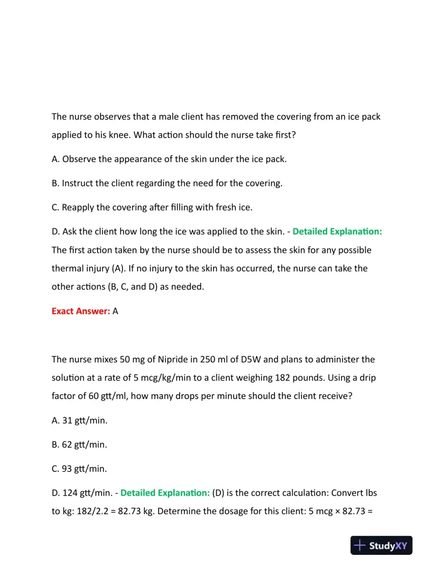 HESI Fundamentals Practice Exam With Answers (73 Solved Questions), page 13