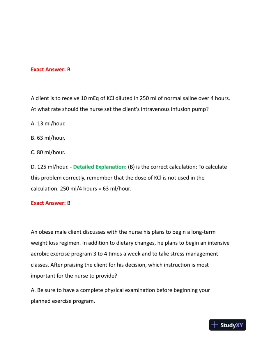HESI Fundamentals Practice Exam With Answers (73 Solved Questions), page 16