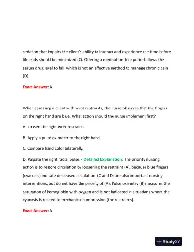 HESI Fundamentals Practice Exam With Answers (73 Solved Questions) - Page 4 preview image