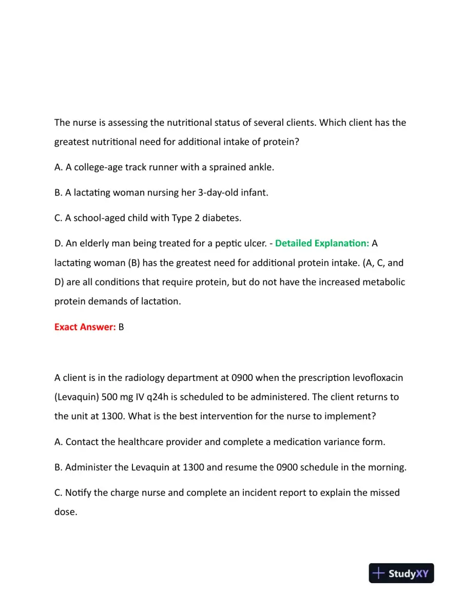 HESI Fundamentals Practice Exam With Answers (73 Solved Questions), page 5