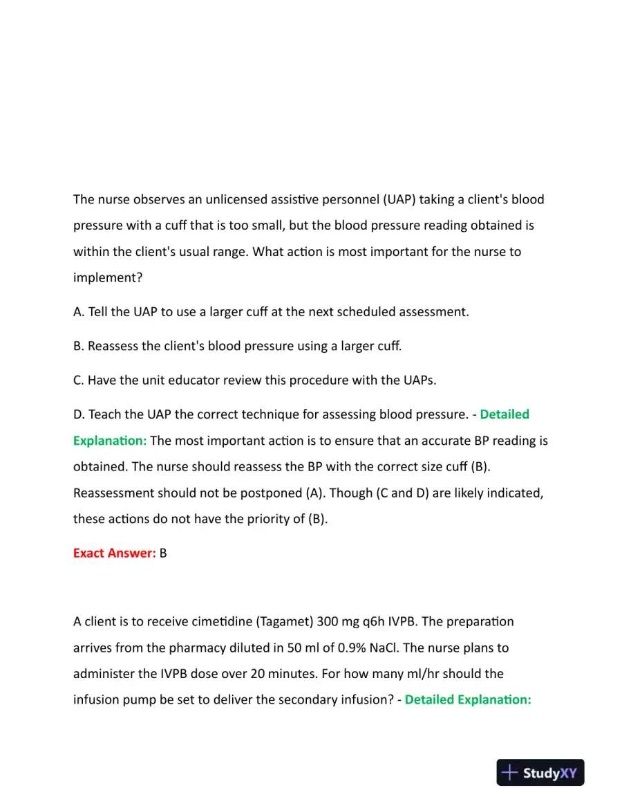 HESI Fundamentals Practice Exam With Answers (73 Solved Questions), page 8