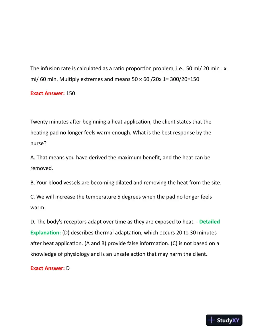 HESI Fundamentals Practice Exam With Answers (73 Solved Questions), page 9