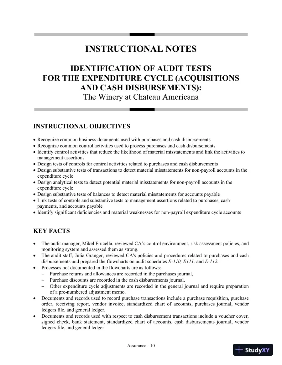 Solution Manual for Assurance Practice Set for Comprehensive Assurance & Systems Tool (CAST), 4th Edition, page 12